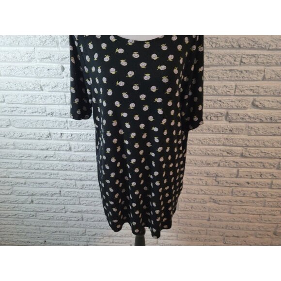 J Jill Womens Top Extra Large Tee Pima Shirttail Daisies Black Cotton FLO365E - Picture 3 of 9